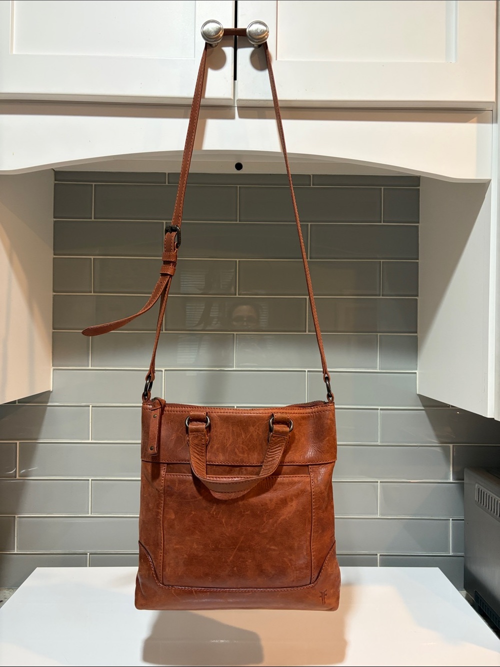 Frye Rustic Brown Leather Crossbody Tote - Picture 4 of 4